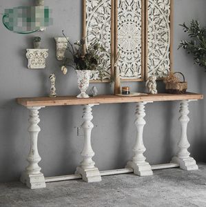 Vintage veranda tafel woonkamer meubels Frans gesneden dessert shop massief hout maken oude artikelen decoratie smalle tafels