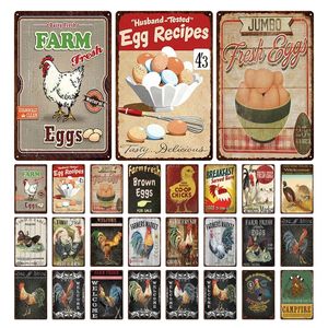 Vintage poster boerderij verse eieren metaal schilderteken kippenvlees verzameling tin poster vintage muur plaque schilderij ambachtelijke boerderij boerderij decor 30x20cm w03