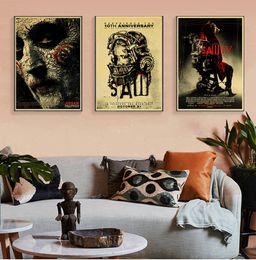 Affiche vintage Saw Affiches de films d'horreur classiques Tableau Mural Kraft Paper Wall Sticker Home Decorative Painting