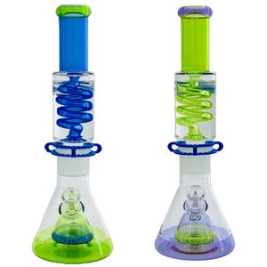 Vintage PREMIUM Glass Bong Water Hookah Pyramid Beaker Freezable Coil 14INCH Original Glass Factory peut mettre le logo du client par DHL UPS CNE