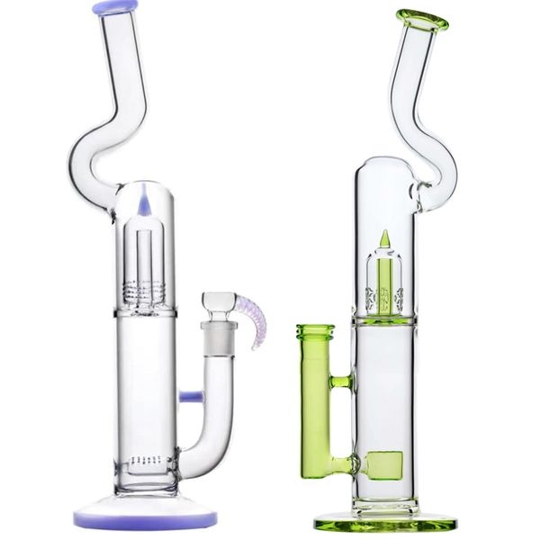 Vintage Premium Glass Bong Water Hookah Smoking Pipe 17inch Percolator Dab Rig avec bol usine d'origine peut pur logo client par DHL UPS