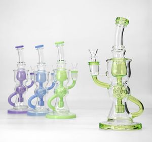 Vintage Premium Recycler Glass Bong Water Hookah Smoking Pipe 10inch Original Glass Factory Made kan klantlogo plaatsen door DHL UPS CNE