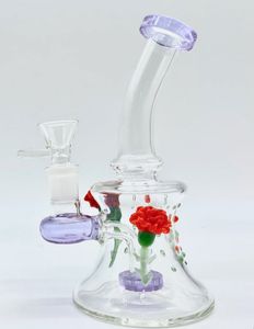 Vintage PREMIUM Rose Verre Bong Eau Narguilé Fumer Pipes 8 pouces Original Verre Usine Fabriqué peut mettre le logo du client par DHL UPS CNE