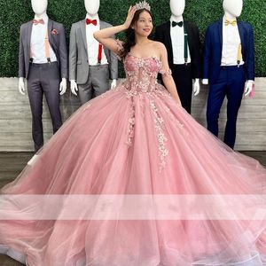 Vintage Prinses Baljurk Quinceanera Jurken Elegante Kralen Applicaties Sweet 16 Jurk Vestidos De 15 Anos Lace-Up Corset
