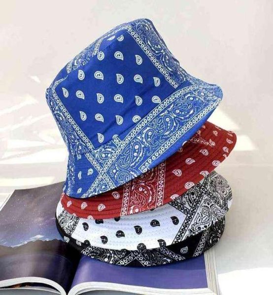 Vintage imprimer bandana paisley seau chapeau pour femmes hommes noix de cajou panama bassin réversible bob pêcheur de pêche au soleil pêcheur hip hop caps y1819934
