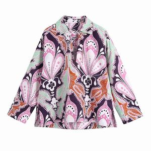 Vintage print blouse shirt vrouwen lange mouw losse roupas streetwear shirts vrouwelijke zomer blusas plus size tops 210514