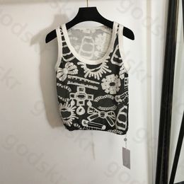 Vintage Print Gebreid Hemdje Womens Designer Kleding Tees Vrouwen Sexy Crop Top Zomer Mode Sport Bh Yoga Tops