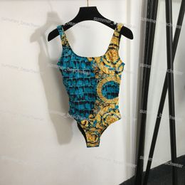Vintage bedrukt badpak Sexy Leakback Halter Bikini Designer Strandbadmode voor zomersurfen Ademende bikini