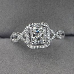 Vintage Promise Ring 925 Sterling Silver Square 3ct Aaaaa CZ Stone Engagement Wedding Band Rings For Women Men Party Sieraden