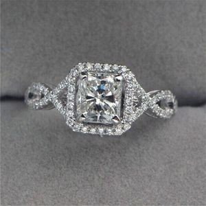 Vintage Promise Ring 925 Sterling Silver Square 3ct Aaaaa CZ Stone Engagement Wedding Band Rings For Women Men Party Sieraden Shmaw