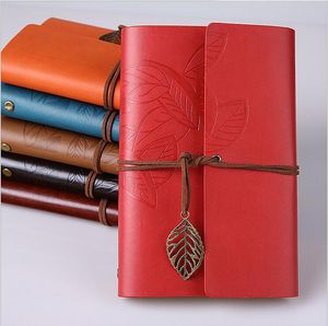Cuaderno de viaje de cuero PU Vintage, libreta de papel kraft en espiral, diario en blanco de viaje clásico, libros de notas de hojas sueltas