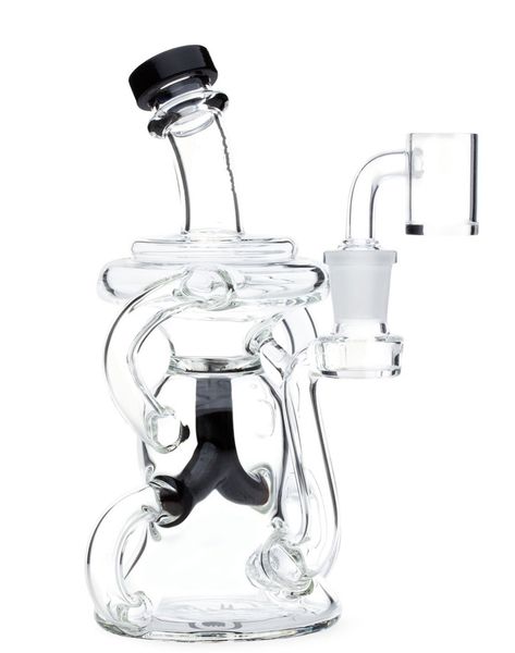 Vintage Pulsar GB 6.5INCH Wishbone Recycler Glass BONG Hookah Pipas para fumar Quemador de aceite con tazón o Banger puede poner el LOGOTIPO del cliente