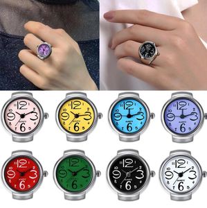 Vintage Punk Finger Watch Mini Bracelet Élastique Alliage Montres Couple Anneaux Bijoux Horloge Rétro Roman Quartz Montre Anneau Femmes Filles 9 Couleurs