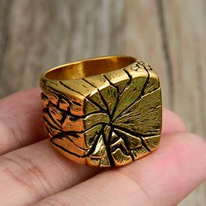 Vintage Punk Rock Mens Ring 14K Gold Crack Juridische Persoonlijkheid Individualiteit Signet Ring Voor Mannen Vaderdag Geschenken