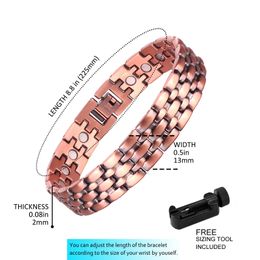 Bracelet cuivre pur vintage pour les hommes arthritique soulagement de la douleur Bio-énergie Bracelet de pression artérielle Bijoux de bracelet de santé 240507