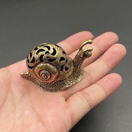Vintage pur cuivre mini escargot petit ornement décoration de bureau antique animale miniature figurine artisanat tèle encens 240508