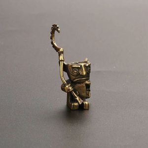 Vintage Pur Cuivre Robot Garde Statue Ornement Dessin Animé Personnages Anciens Gardes Figurines Miniatures Décorations De Bureau Artisanat 231228