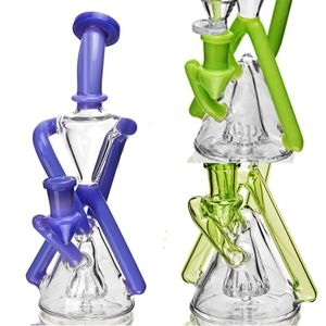 Vintage Puslar Recycler Glass Bong Hookah 11INCH Pipe à eau peut mettre le logo du client par DHL UPS CNE