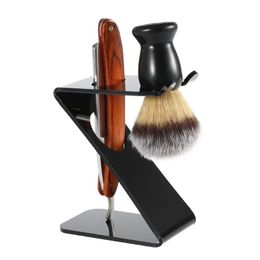 Porte-rasoir vintage Ensemble de rasoir manuel Brosse à barbe en acrylique