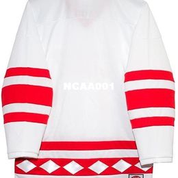 Vintage véritable broderie complète russe 1980 CCCP 100% broderie blanc rouge maillot de hockey ou personnalisé n'importe quel nom ou numéro maillot