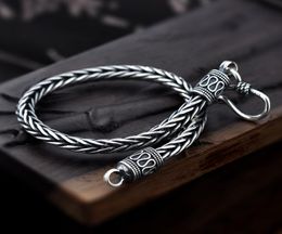 Vintage véritable pur argent Sterling 925 tressé à la main pour hommes bijoux hommes Bracelets 2022 lien chaîne Link1910447