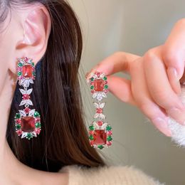 Boucle d'oreille rouge vintage pour les femmes 925 aiguille argentée Fine bijoux accessoires de mode Part des boucles d'oreilles Stud 240422