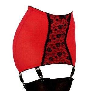 Ceinture brodée rouge Vintage en maille, jarretelles Sexy noires, 6 sangles, Clip en métal pour bas, Lingerie Clubwear