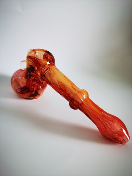 Vintage Red Hammer Glass Pipe Water Hookah Bong Fumer Pipes Brûleur à mazout avec bol peut mettre le logo du client