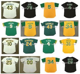 Retour REGGIE JACKSON Maillot de baseball d'athlétisme DENNIS ECKERSLEY McGwire BARRY ZITO RICKEY HENDERSON JOSE CANSECO MIGUEL TEJADA ROLLIE FINGERS HATTEBERG