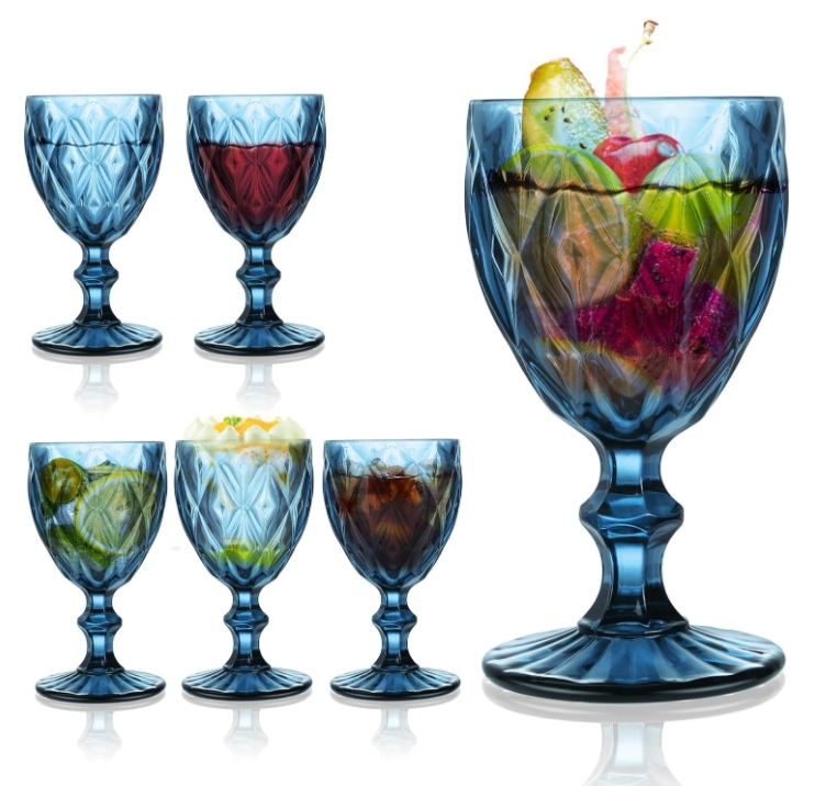 Винтажный рельеф цветной стакан бокал с утолщенным многоцветным коктейль