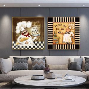 Vintage restaurant koken olieverfschilderij op canvas Posters en prenten Scandinaviann Anime Wall Art foto voor keuken kamer decor