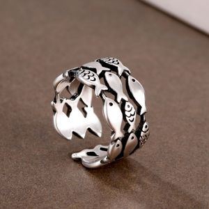 Vintage Retro Verstelbare Vis Ring Open Ringen Vrouwelijke Geometrische Accessoires Persoonlijkheid Sieraden voor Vrouwen