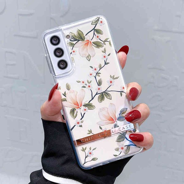 Fundas de teléfono Vintage Retro con flores para Samsung Galaxy S21 Plus S20 FE A52 A72 5G A71 A51 A12, funda suave transparente con parachoques