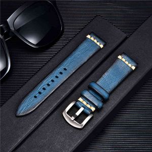 Correa de cuero genuino retro vintage 20 mm 22 mm para HUAWEI GT 2 46 mm 42 mm pulsera para HONOR ES GS Pro Magic bands G220420