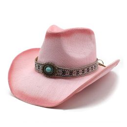 Perles turquoise irrégulières rétro vintage ceinture en cuir en cuir creusée des femmes hommes pailles largeur beach cow-boy cow-girl western soleil chapeau