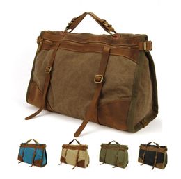 Vintage Retro militaire canvas lederen heren reistassen bagagetassen heren weekendtas Overnight plunjezakken tote Leisure M314 # 240104