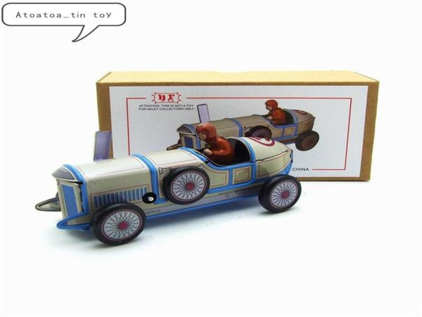 Vintage Retro carreras de juguetes de hojalata Clásico Mecanismo de cuerda Colección de coches de carreras Juguete de hojalata para niños adultos Regalo de colección SH1909133763326