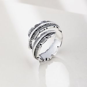 Vintage retro zilveren kleur blad ring voor vrouwen Bohemen geometrische plant open verstelbare knokkel ringen vrouwelijke partij sieraden geschenken