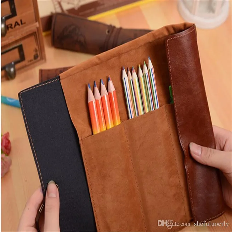 Vintage Map Estuches Para Lápices De Cuero PU Bolso Para Bolsa Bolsa Para Papelería Útiles Escolares Maquillaje Bolsa De Cosméticos De 3,37 € | DHgate
