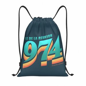 Vintage REUNI ISLAND 974 Été DrawPring Backpack Gym Sport Sackpack pliable Ile de la Renini Indien Ocean Bag Sack P0U9 #