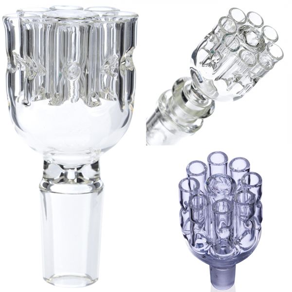 Tazón de vidrio Vintage Revolver Glass Bong Tazón de catador de 8 brazos Slide 14mm 18mm Hookah macho Para Bongs Glass Water Pipes puede poner el logotipo del cliente por DHL UPS CNE