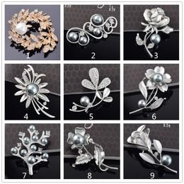 Vintage strass broche pin kunstmatige parel bloem sieraden broche top corsage voor bruids bruiloft uitnodiging kostuum feestjurk pin gift