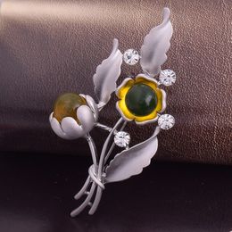 Vintage Rhinestone broche pin goud-plaat legering zonnebloem sieraden broche corsage voor bruids bruiloft uitnodiging kostuum feestjurk pin gift