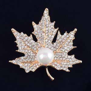 Vintage Rhinestone Broche Pin Gold-Plate Alloy Pearl Leaf Sieraden Broach Corsage voor Bruids Bruiloft Uitnodiging Kostuum Feestjurk Pin Gift