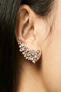 Boucles d'oreilles de grimpeur de fleurs cristallines vintage pour femmes Bohême élégante boucles d'oreilles longues déclaration de bijoux de bijoux rampe 7430373
