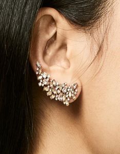 Vintage strass cristal fleur grimpeur boucles d'oreilles pour femmes bohême élégant longues boucles d'oreilles déclaration bijoux oreille Crawlers9613296