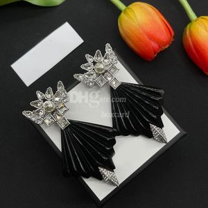 Vintage Rhinestone Diamond Black Earrings Studs Fashion Sieraden Retro koperen oorbellen voor bruiloftsfeestje