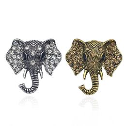 Broche de elefante con diamantes de imitación Vintage, broches de animales de bronce para mujer y hombre, traje de mezclilla, suéter, Pin para cuello, insignia de botón, Broche189j