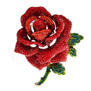 Vintage strass luxe grande Rose broche saint valentin fleur broche Bouquet Corsage hiver accessoires bijoux cadeau