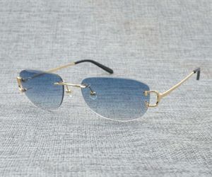 Vintage Rimless C Wire Sunglasses Men Eyewear Femmes Pour les lunettes de luxe d'été Men Glêmes Frame Oculos de Sol Las Gafas5491034